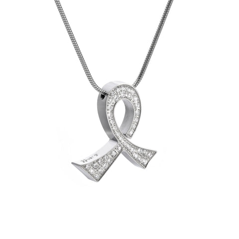 PT204W B.Tiff Pave Scarf Stainless Steel Pendant Necklace