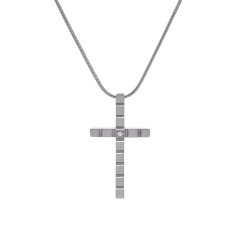 PT209W B.Tiff Box Cut Cross Stainless Steel Pendant