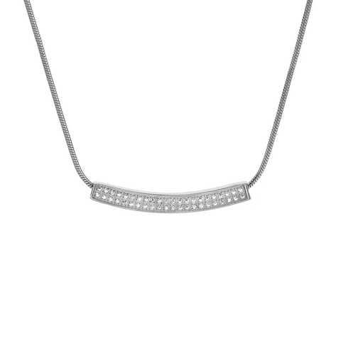 PT222W B.Tiff Pavé Crescent Stainless Steel Pendant Necklace