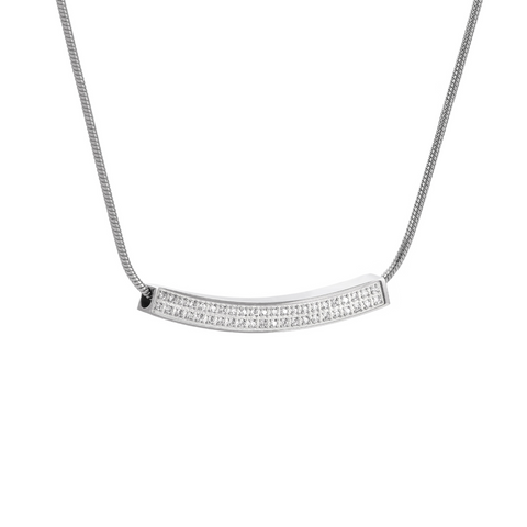 PT222W B.Tiff Pavé Crescent Stainless Steel Pendant Necklace