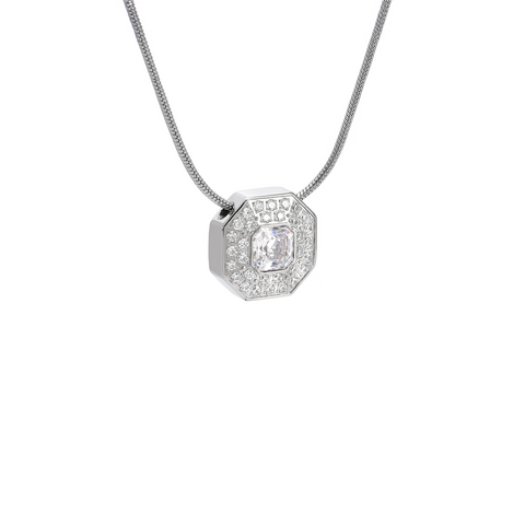 PT228W B.Tiff Hexagon Stainless Steel Pendant Necklace