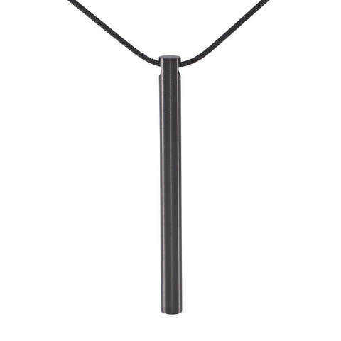 PT300B B.Tiff Plain Bar Black Anodized Stainless Steel Pendant Necklace