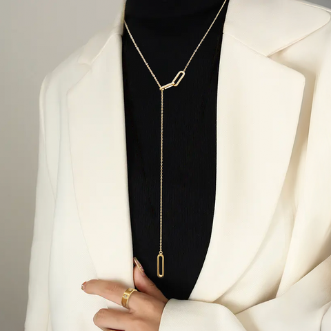 PT330G B.Tiff Gold Plated Stainless Steel Adjustable Thin Rolo Chain Necklace with Paperclip Links