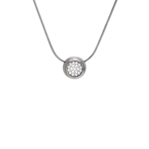 PT808W B.Tiff Pavé Globe Stainless Steel Pendant Necklace
