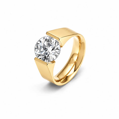 RG093MG-3ct B.Tiff 3 ct Moissanite Round Gold Solitaire Engagement Ring