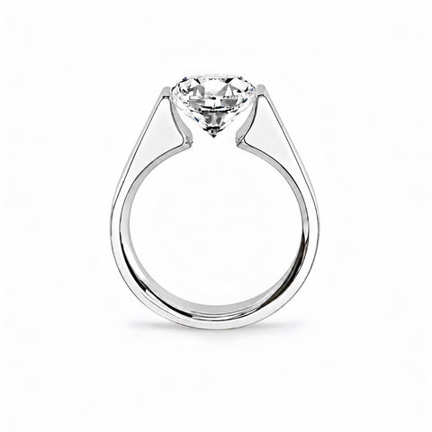 RG093MW-3ct B.Tiff 3 ct Moissanite Round Solitaire Engagement Ring