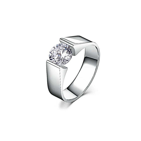 RG093W B.Tiff 2 ct Round Stainless Steel Solitaire Engagement Ring
