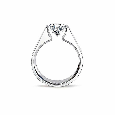 RG093W B.Tiff 2 ct Round Stainless Steel Solitaire Engagement Ring