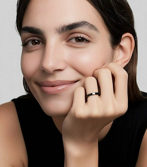 RG103BP B.Tiff High Polish Plain Black Ceramic Ring