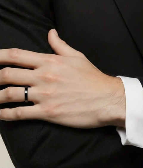 RG103BP B.Tiff High Polish Plain Black Ceramic Ring