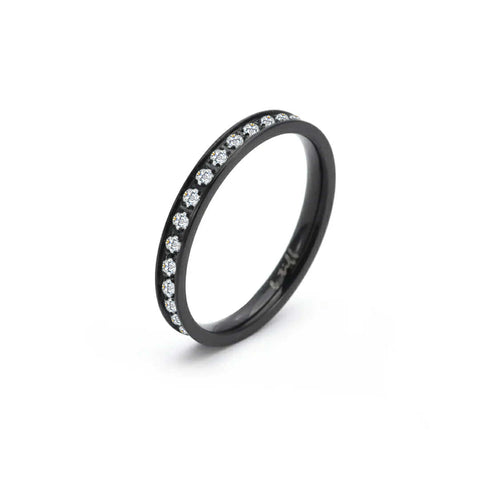 RG111B B.Tiff Stacking .01 ct Black Anodized Stainless Steel Eternity Ring