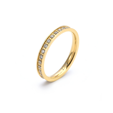RG111G B.Tiff Stacking .01 ct Gold Plated Stainless Steel Eternity Ring