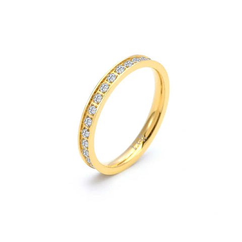 RG111G B.Tiff Stacking .01 ct Gold Plated Stainless Steel Eternity Ring