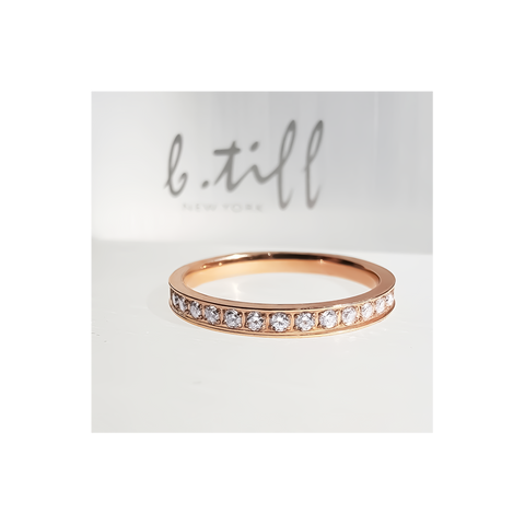 RG111RG B.Tiff Stacking .01 ct Rose Gold Plated Stainless Steel Eternity Ring
