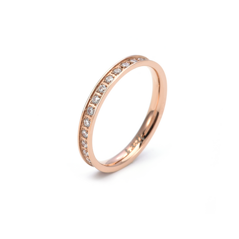 RG111RG B.Tiff Stacking .01 ct Rose Gold Plated Stainless Steel Eternity Ring