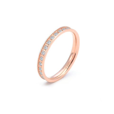RG111RG B.Tiff Stacking .01 ct Rose Gold Plated Stainless Steel Eternity Ring