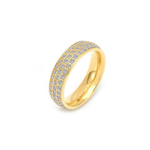 RG130G B.Tiff Three-Row Gold Plated Stainless Steel Eternity Ring