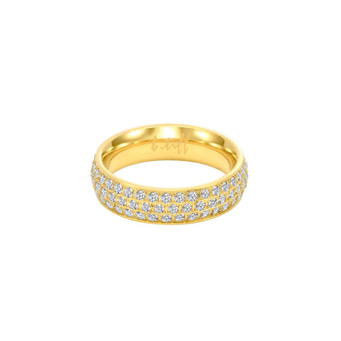 RG130G B.Tiff Three-Row Gold Plated Stainless Steel Eternity Ring