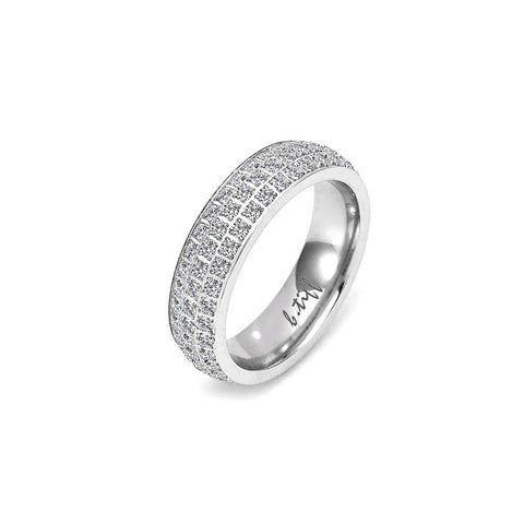 RG130W B.Tiff Three-Row Pave Stainless Steel Eternity Ring