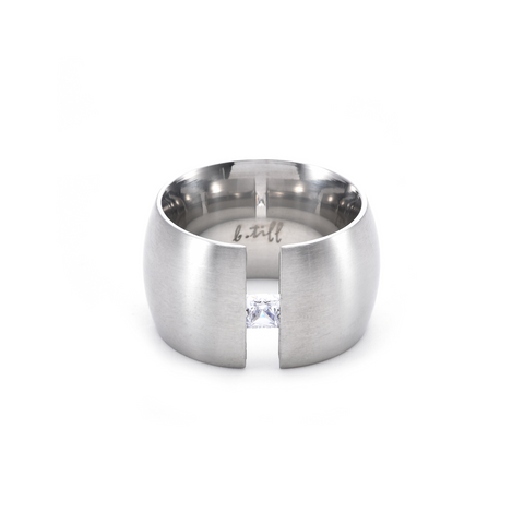 RG200W B.Tiff .5 ct Princess Cut Extra Wide Stainless Steel Ring