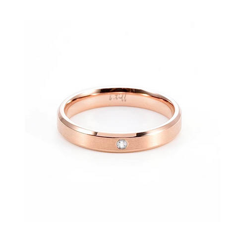RG403RG B.Tiff Rose Gold Plated Pavé Beveled Edge Ring