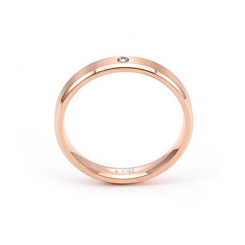 RG403RG B.Tiff Rose Gold Plated Pavé Beveled Edge Ring