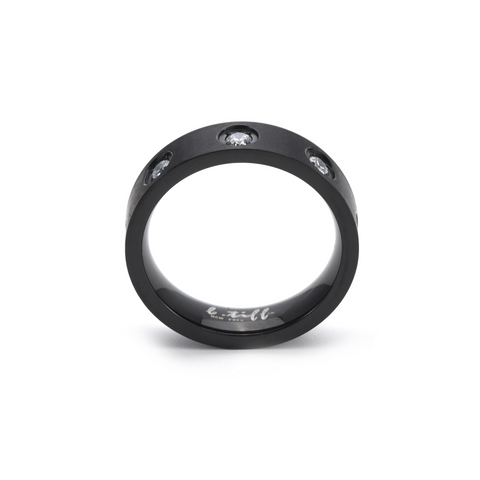 RG808B B.Tiff 8-Stone Bold Black Anodized Stainless Steel Ring