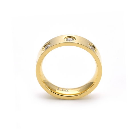 RG808G B.Tiff 8-Stone Bold Gold Plated Stainless Steel Ring