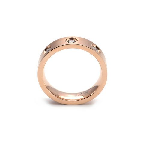 RG808RG B.Tiff 8-Stone Bold Rose Gold Plated Stainless Steel Ring