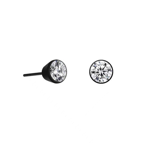 ER101B B.Tiff 1 ct Black Anodized Stainless Steel Solitaire Stud Earrings