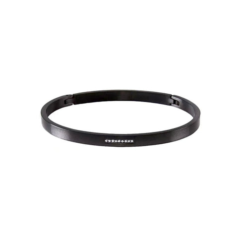BG309B B.Tiff 9-Stone Pave Black Anodized Stainless Steel Bangle Bracelet