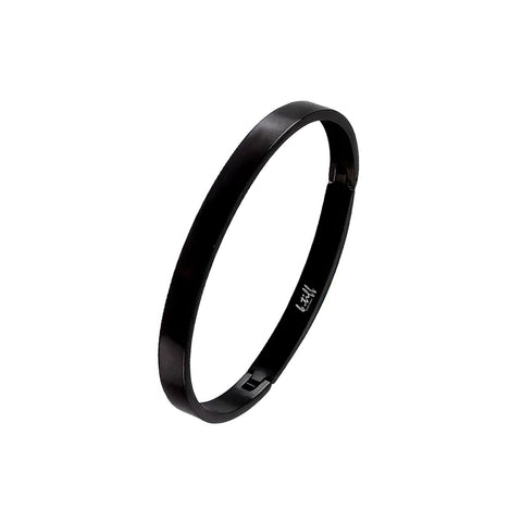 BG300B B.Tiff Simplicity Narrow Black Anodized Stainless Steel Bangle Bracelet