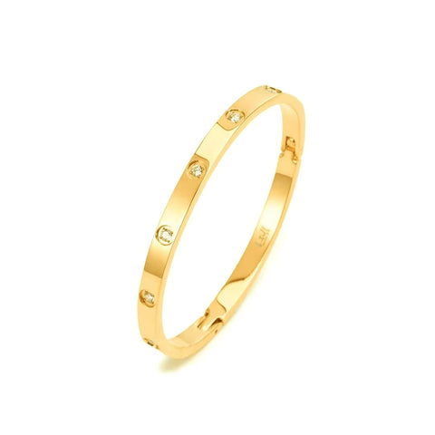 BG308GP B.Tiff 8-Stone High Polish Gold Plated Stainless Steel Star Bangle Bracelet