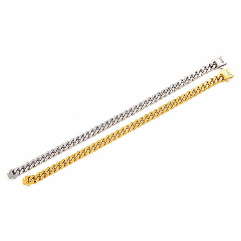 BG138W B.Tiff 8mm Flat Cuban Link Stainless Steel Bracelet