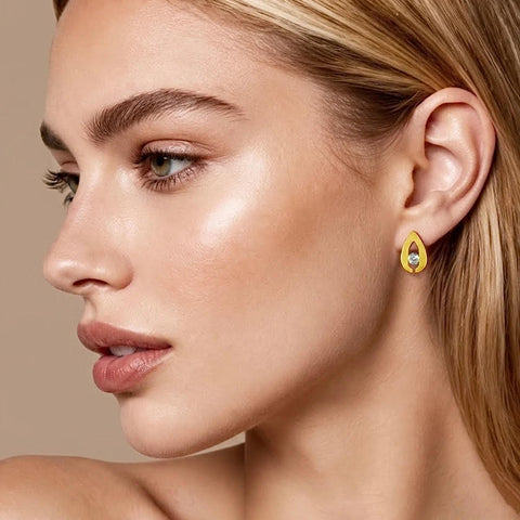 ER106G B.Tiff Drop Gold Plated Stainless Steel Earrings