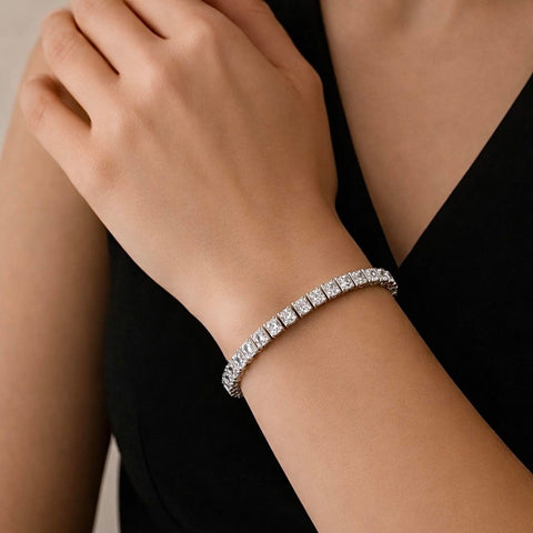 BG404W B.Tiff Princess Cut 5mm Tennis Stainless Steel Bracelet