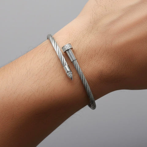 BG005W B.Tiff Pavé Pointe Cable Bangle Bracelet