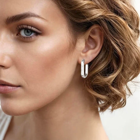 ER081W B.Tiff Pavé Padlock Hoop Earrings