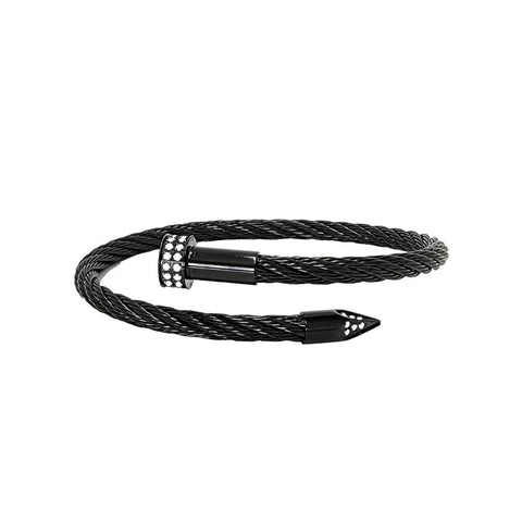 BG005B B.Tiff Anodized Black Pavé Pointe Cable Bangle Bracelet