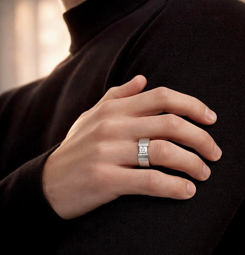 RG094W B.Tiff 1 ct Double Sided Princess Cut Stainless Steel Solitaire Ring