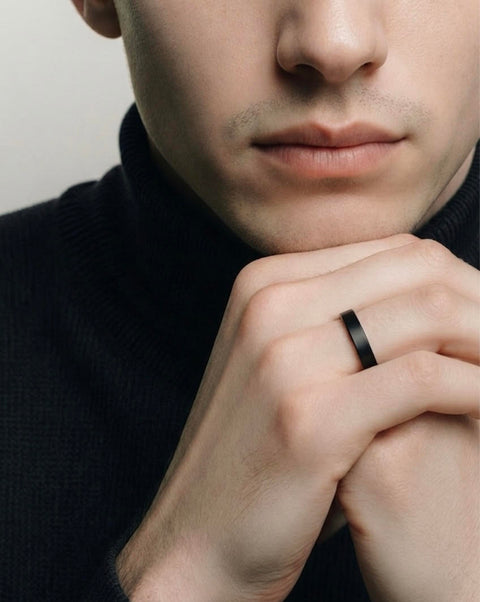 RG105B B.Tiff Plain Black Ceramic Ring