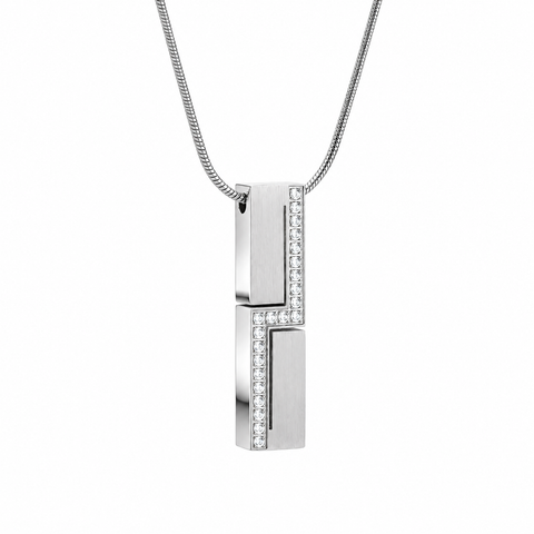 PT129W B.Tiff Cross Body Stainless Steel Pendant Necklace