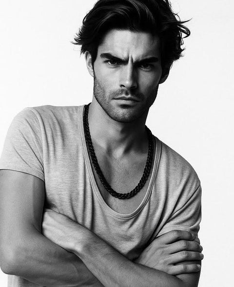 C160B B.Tiff 16m Black Anodized Flat Cuban Link Stainless Steel Necklace