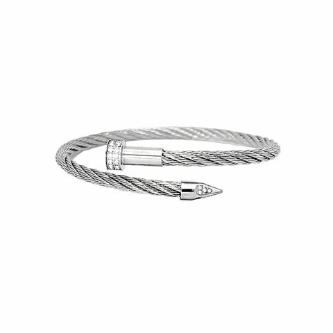 BG005W B.Tiff Pavé Pointe Cable Bangle Bracelet