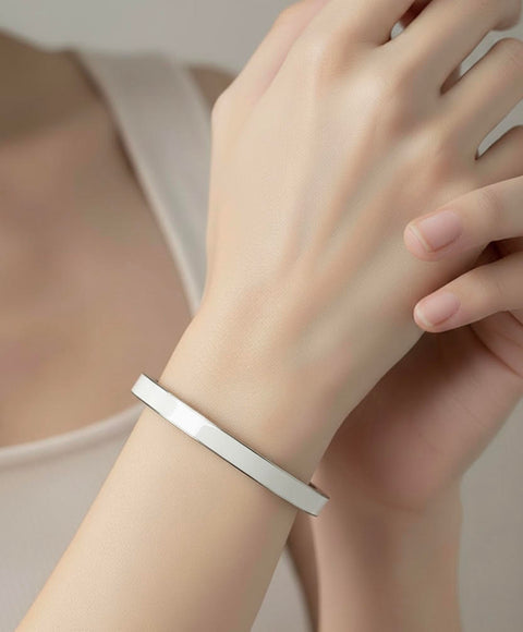 BG301WW B.Tiff "The Hamptons" White Enamel Stainless Steel Bangle Bracelet