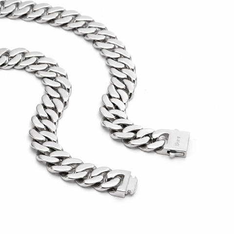 C160W B.Tiff Flat Cuban Link Stainless Steel Necklace/ 16mm