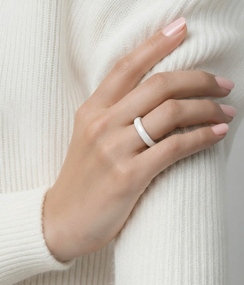 RG106W B.Tiff Plain White Ceramic Ring