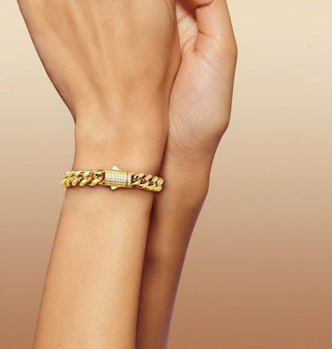 BG810G B.Tiff Franco Link Gold Plated Stainless Steel Bracelet