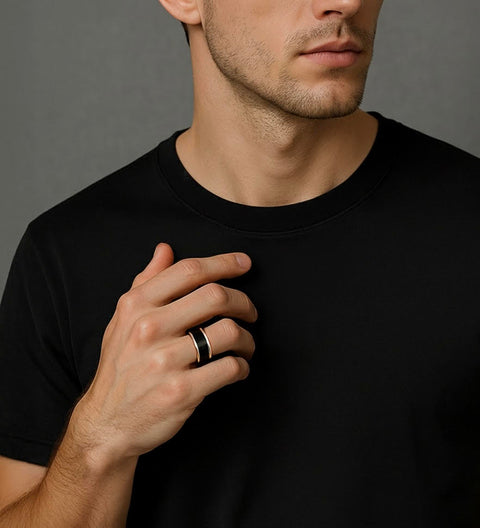 RG800WB B.Tiff Black Enamel Stainless Steel Ring