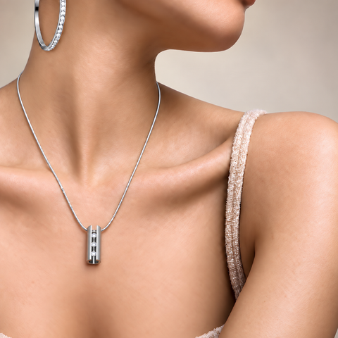 PT333W B.Tiff Hollowed Short Stick Stainless Steel Pendant